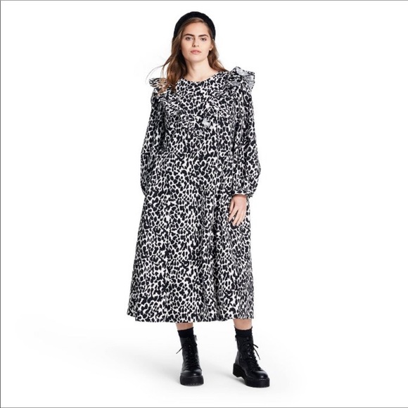 Women's Leopard Print Long Sleeve Dress - Sandy Liang - Picture 5 of 10